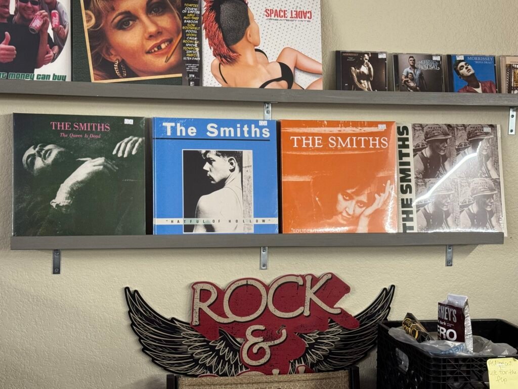 Smiths albums on display at County Line Records